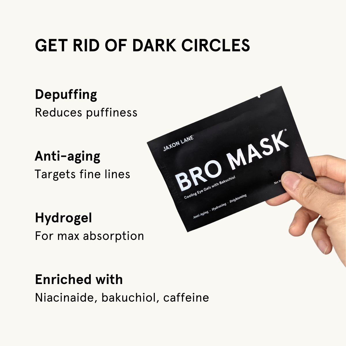 Bro Mask packaging with text about its benefits on a white background