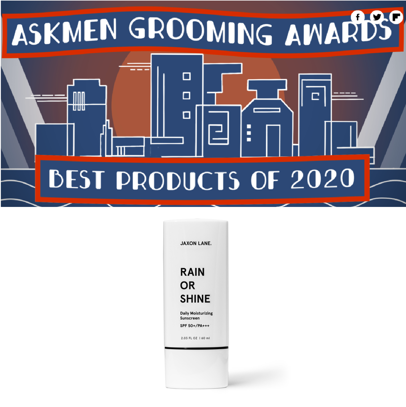 Askmen award for best sunscreen - Jaxon Lane Rain Or Shine