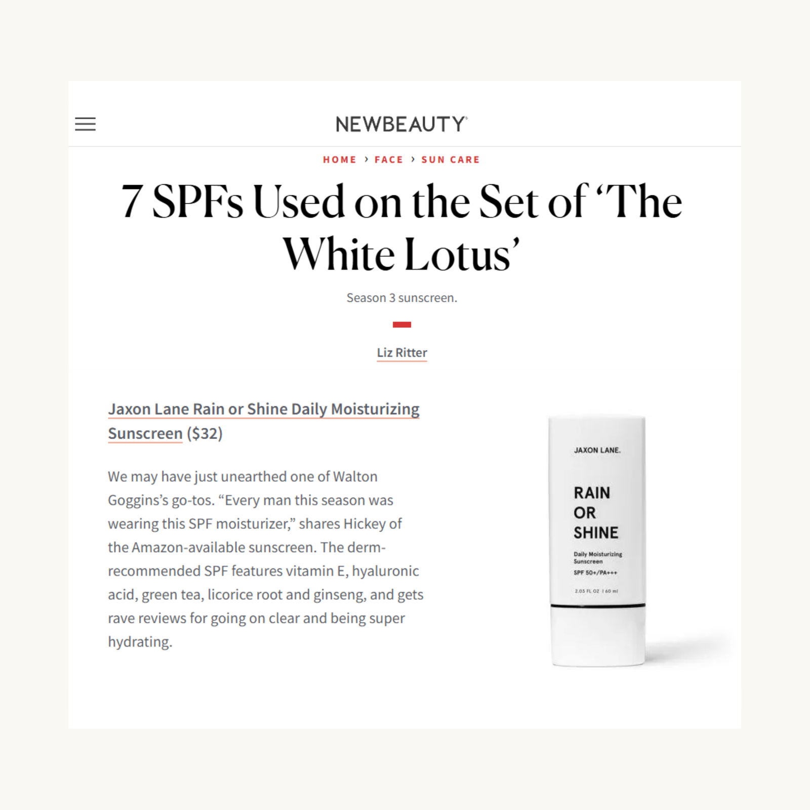 Rain Or Shine - Daily Moisturizing Sunscreen | Skincare