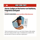 Product View 9 New York Post article about Aaron Judge featuring a Jaxon Lane sunscreen product.