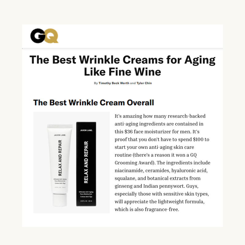 GQ article about the best wrinkle creams for aging, featuring a cream and packaging on a white background.