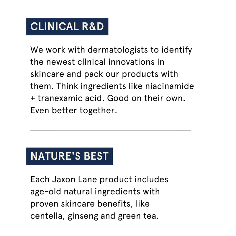 Text about clinical research and nature's best ingredients in Jaxon Lane products.